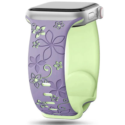 Engraved Silicone Band for Apple Watch Ultra SE 9 8 7 6 – Women’s Strap