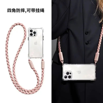 Crossbody Lanyard Phone Case for iPhone 16 15 14 13 12 11 Pro Max Soft TPU Cover