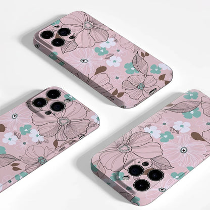 Pastel Floral Case for iPhone 17 16 15 14 13 12 Pro Max Plus Double-Layer