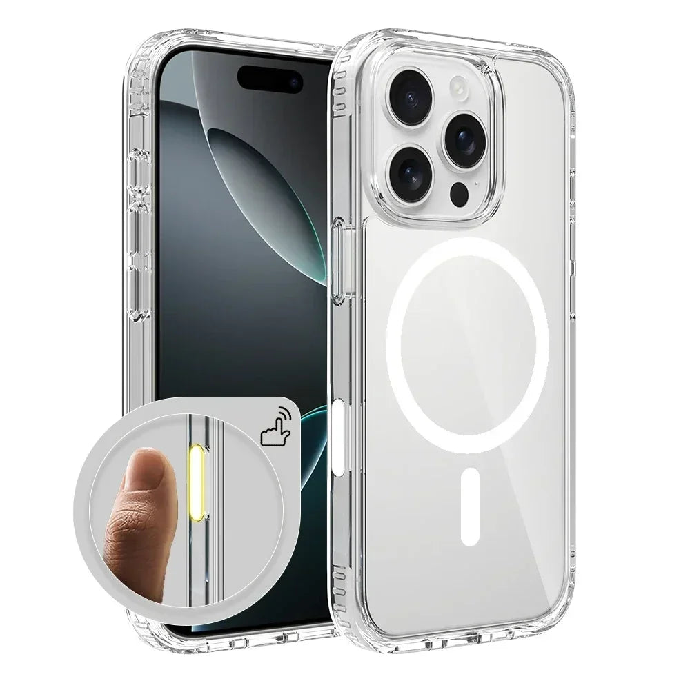 Luxury Camera Touch Control MagSafe Case for iPhone 16 Pro Max 16 Plus Clear Cover