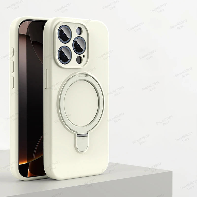 Magnetic Silicone Case with Kickstand for iPhone 11–14 Pro Max Plus