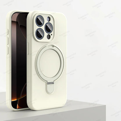 Magnetic Silicone Case with Kickstand for iPhone 11–14 Pro Max Plus