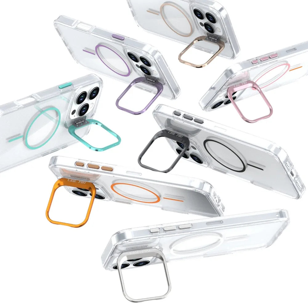 MagSafe Clear Case for iPhone 16 15 14 13 12 11 Pro Max 16E with Camera Holder