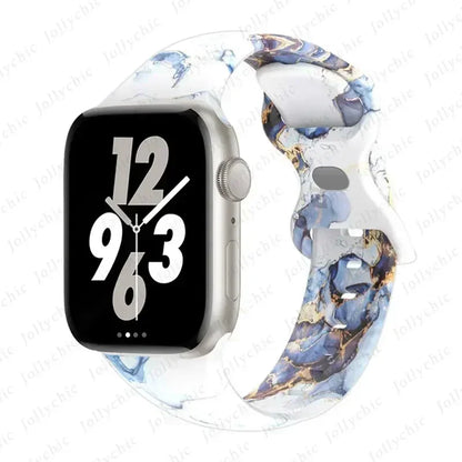 Floral Silicone Strap for Apple Watch Ultra & Series 3–9 (38–49mm)
