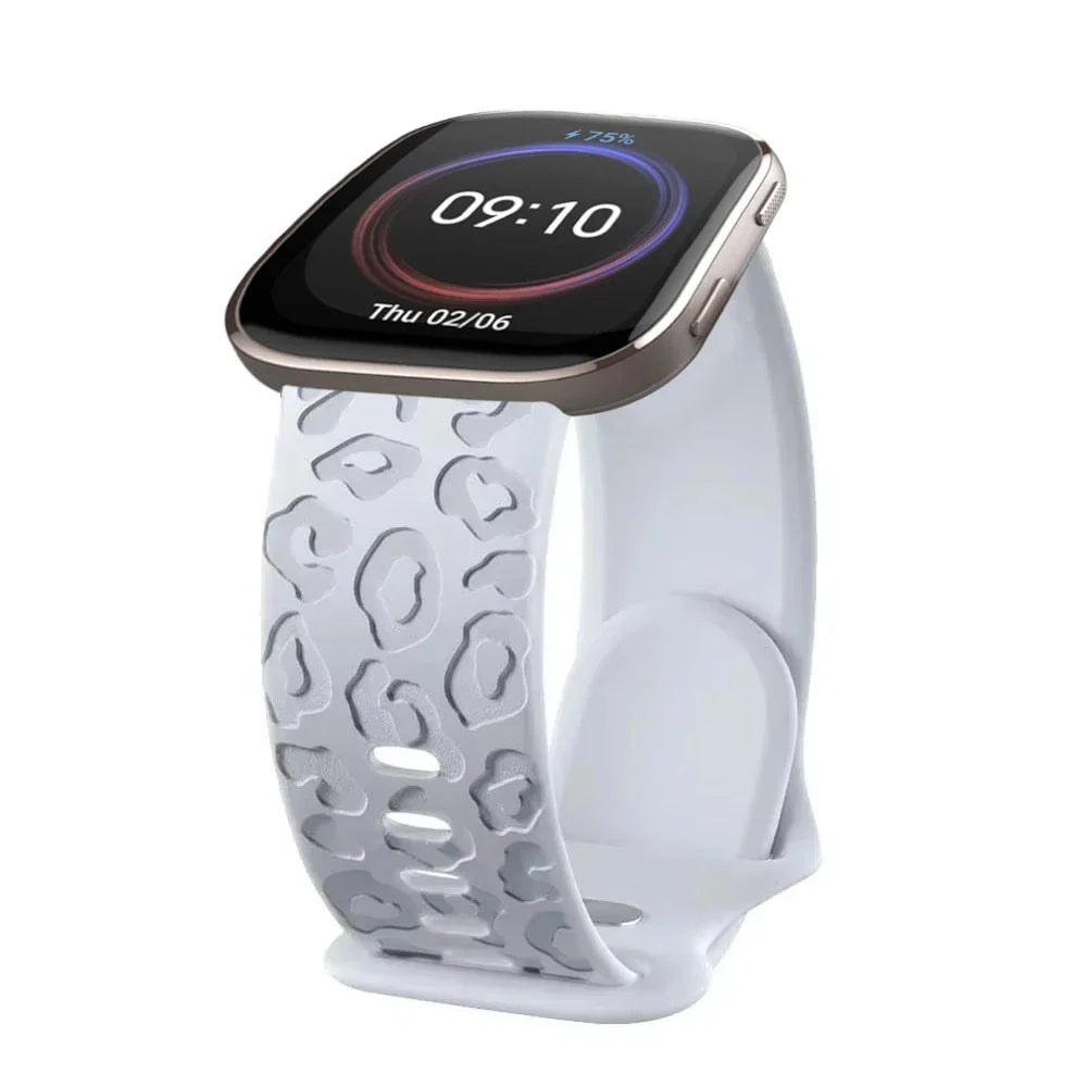 20mm Engraved Leopard Silicone Strap for Amazfit GTS 3/4 Mini BIP Smartwatch