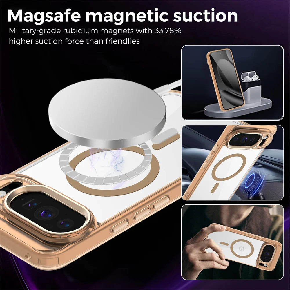 Luxury Transparent MagSafe Case for Google Pixel 10 Pro XL/9A – Solid Bumper