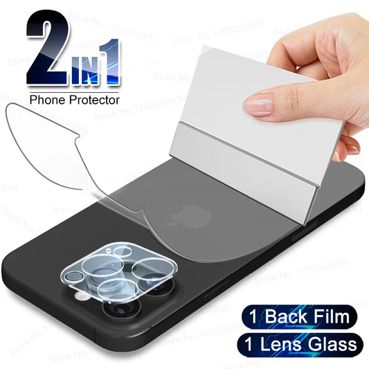 2-in-1 Hydrogel + Tempered Glass for iPhone 11–16 Pro Max Lens & Screen