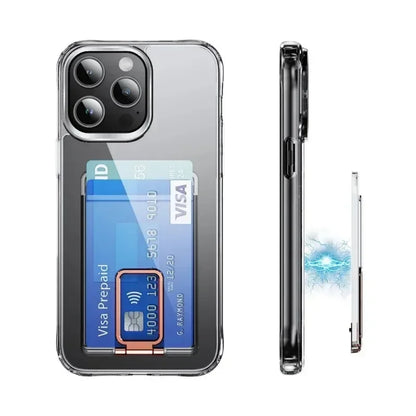 Clear MagSafe Card Holder Wallet Case for iPhone 16 15 14 13 12 Pro Max