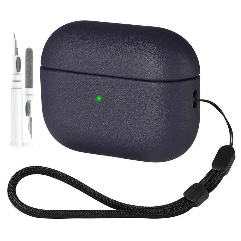 Leather Texture AirPods Pro 3 Case – Soft TPU Shockproof with Lanyard & Kit