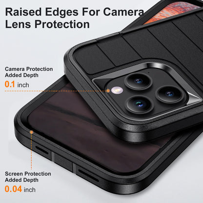 Heavy Duty 3-Layer Kickstand Case for iPhone 14/14 Plus/14 Pro/14 Pro Max – Black