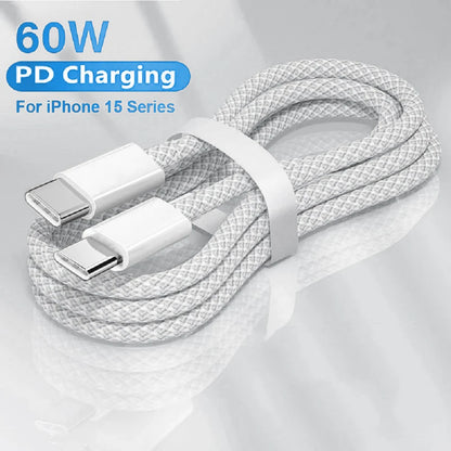 60W USB-C to USB-C Fast Charging Cable – PD Power & Data for iPhone & Android