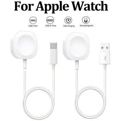 Magnetic USB-A Fast Charger for Apple Watch Series 9–2, SE, Ultra