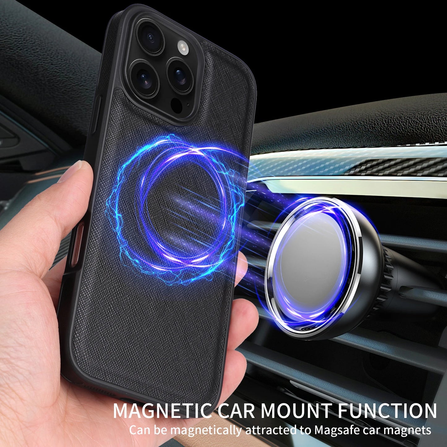 2-in-1 Luxury Cross-Grain Leather MagSafe Case for iPhone 16 Pro Max 16E 16 Plus