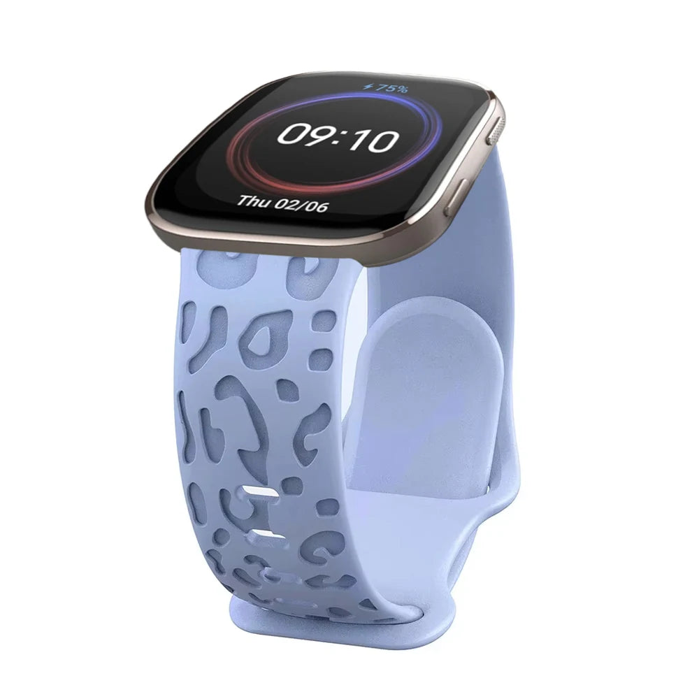 20mm Engraved Leopard Silicone Strap for Amazfit GTS 3/4 Mini BIP Smartwatch