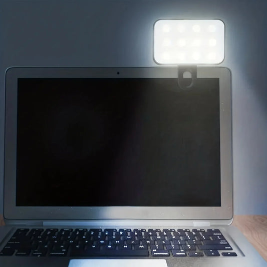 Mini Rechargeable Selfie Light with 3 Modes, Clip-On LED for Phones & PCs