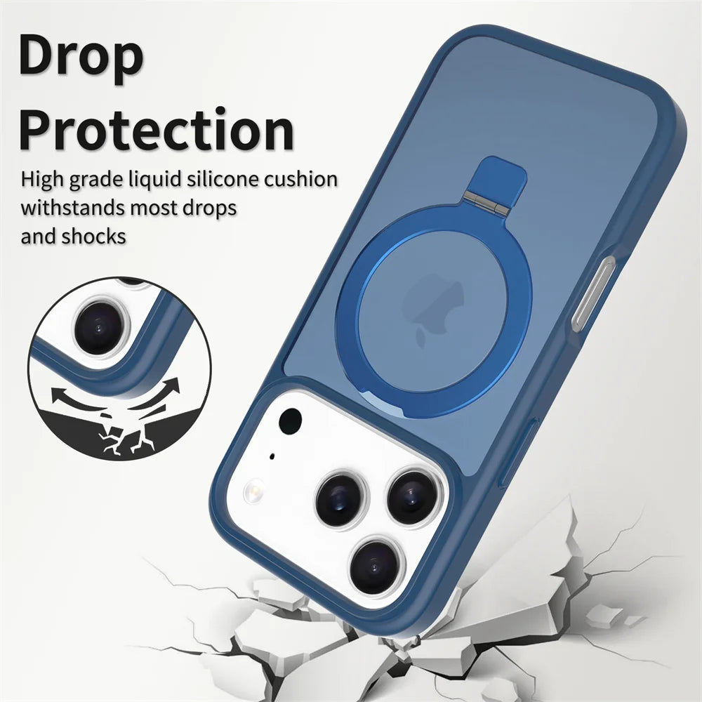 Luxury MagSafe Fold Stand Case for iPhone 17 Air 16E 16 15 14 13 12 Pro Max