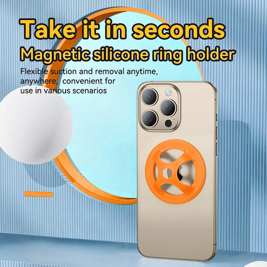 Magnetic Silicone Ring Holder for iPhone 13–15 Pro Max – Stand & Grip