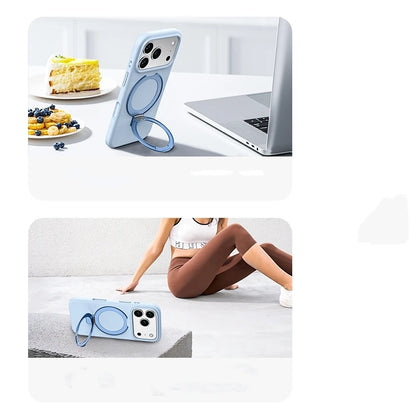 Magnetic Liquid Silicone Stand Case for iPhone 17 16 15 14 13 12 Pro Max Plus