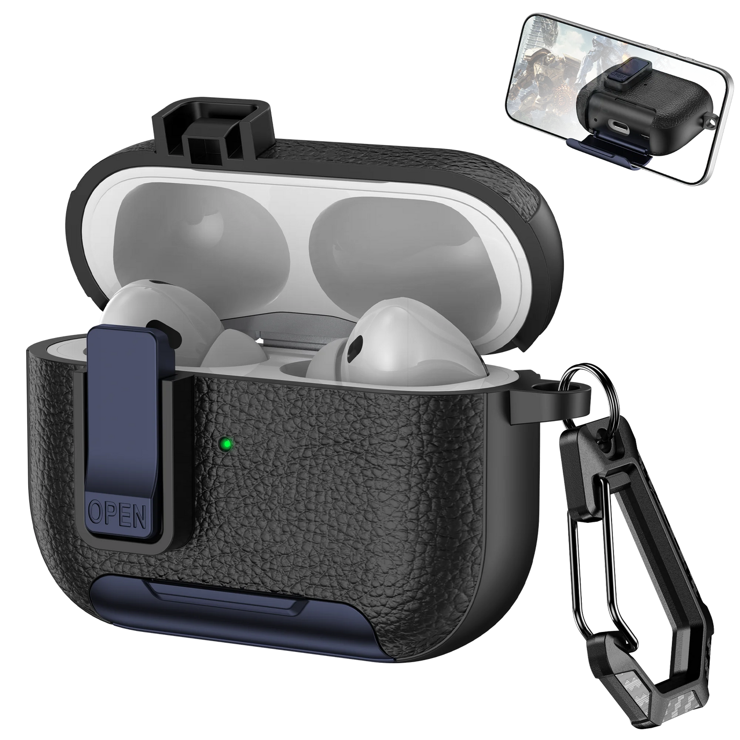 Cortex Phone Holder Case – Protective Cover with Hook for AirPods 1–4 & Pro Series