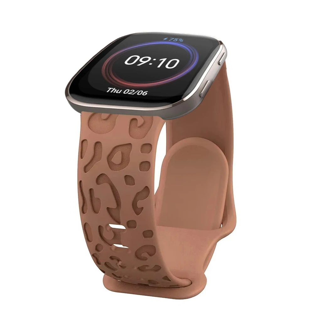 20mm Engraved Leopard Silicone Strap for Amazfit GTS 3/4 Mini BIP Smartwatch