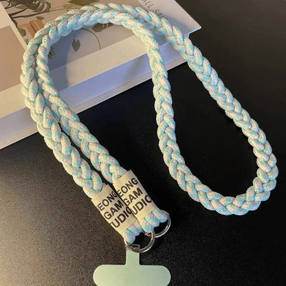 Braided Crossbody Phone Lanyard Strap with Pendant – Women’s Shoulder Cord