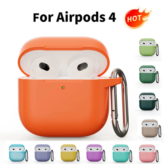 2024 Soft Silicone Earphone Case for Apple AirPods 1–4 Pro 2 Solid Color Cover