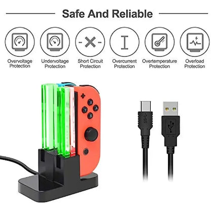 4-in-1 Charging Dock Station with LED Indicator for Nintendo Switch & Joy-Con