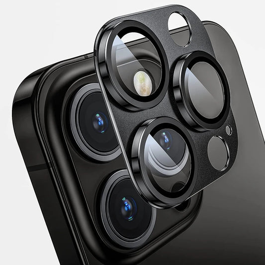 Metal Lens Protector with Tempered Glass for iPhone 16 Pro Max/15/14 Series