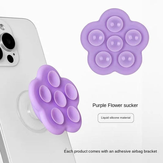 Flower Suction Cup Silicone Phone Grip Stand for Pop Socket, Foldable Ring Holder