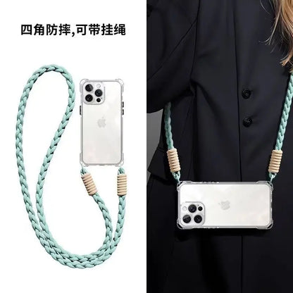 Crossbody Lanyard Phone Case for iPhone 16 15 14 13 12 11 Pro Max Soft TPU Cover