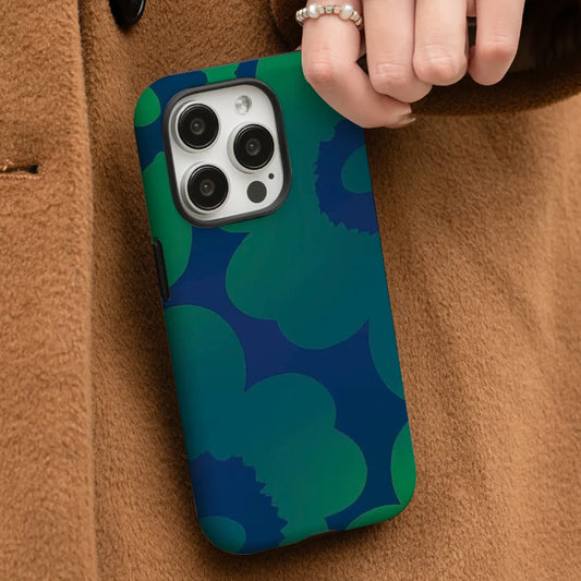 Green Gradient Floral Phone Case for iPhone 11–16 Pro Max – Soft Shell Cover