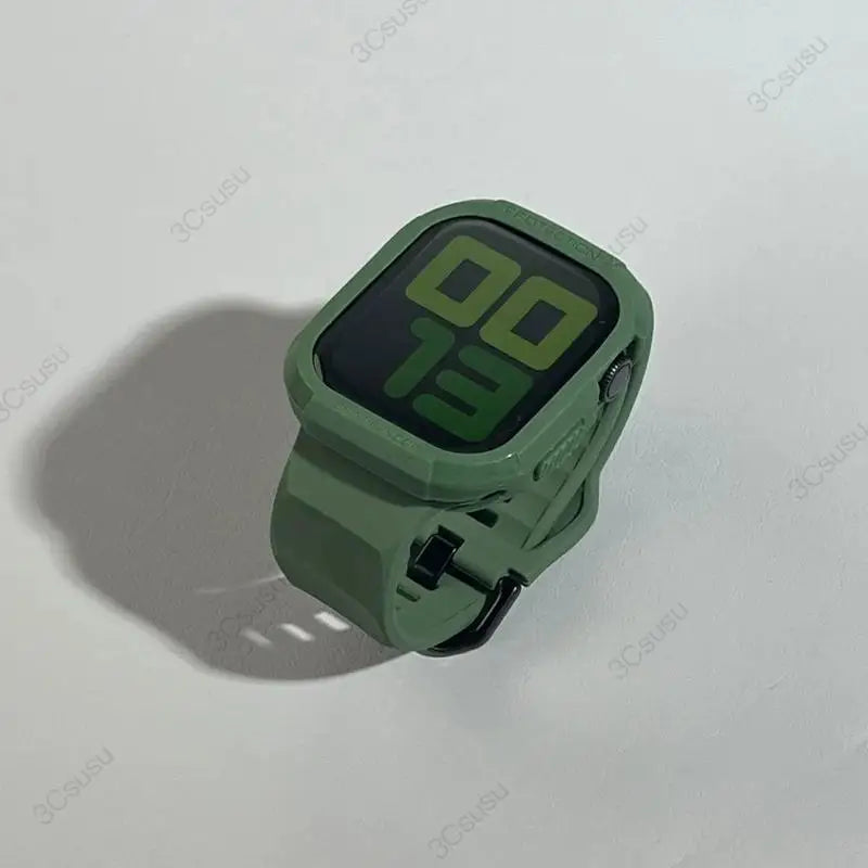 Silicone Case with Strap for Apple Watch 38–46mm Series Ultra 3–5