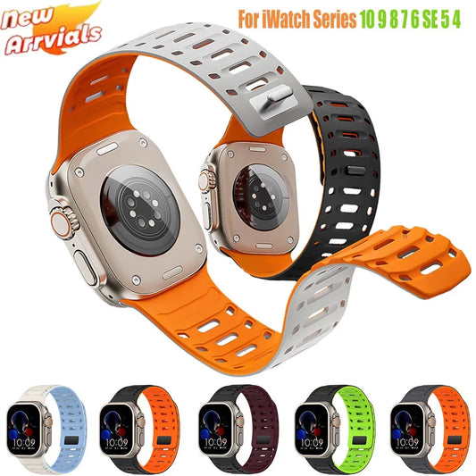 Magnetic Strap for Apple Watch Ultra 2 – Silicone Band Series 4–10 SE