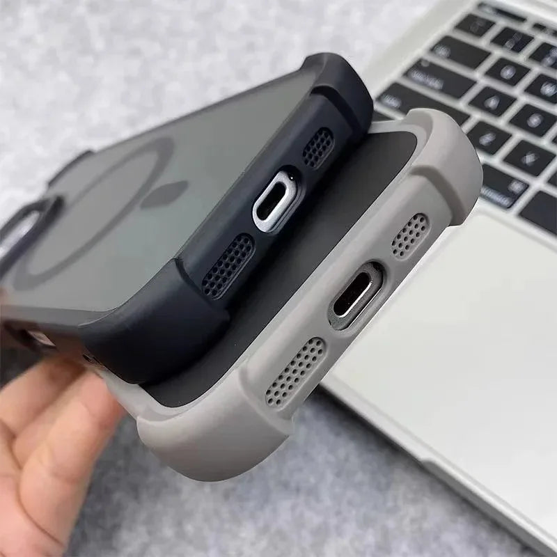 Magnetic Luxury Matte Shockproof Armor Case for iPhone 16–11 Series, MagSafe Ready