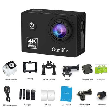 4K Ultra HD Action Camera | 16MP Wi-Fi Sports Cam with 2.0" Screen & 30M Waterproof