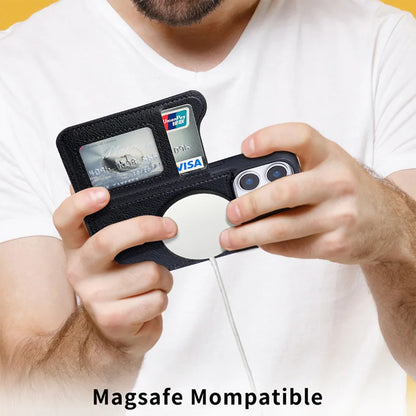 MagSafe Flip Leather Wallet Case for iPhone 17 Air 16 15 14 13 12 Pro Max