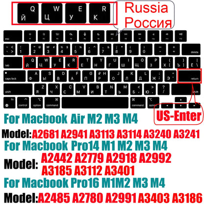 Keyboard Cover for MacBook Air/Pro M1 M2 M3 13.6" 14" 16" with Touch ID