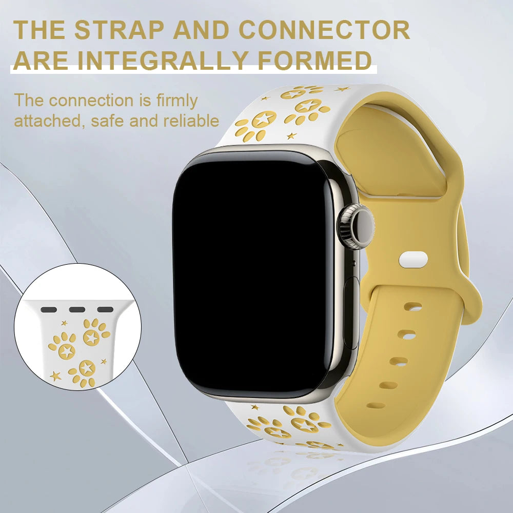 Paw Carving Silicone Strap for Apple Watch Ultra & Series 10–5 SE Band