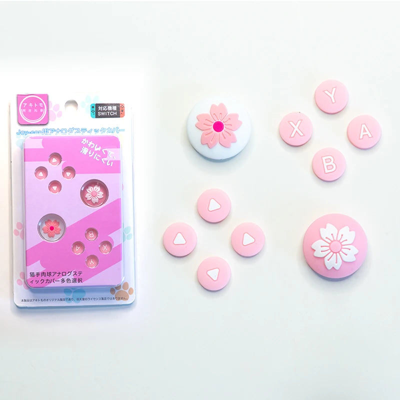 Silicone D-Pad & ABXY Key Stickers for Switch OLED | Joy-Con Grip Cap Set