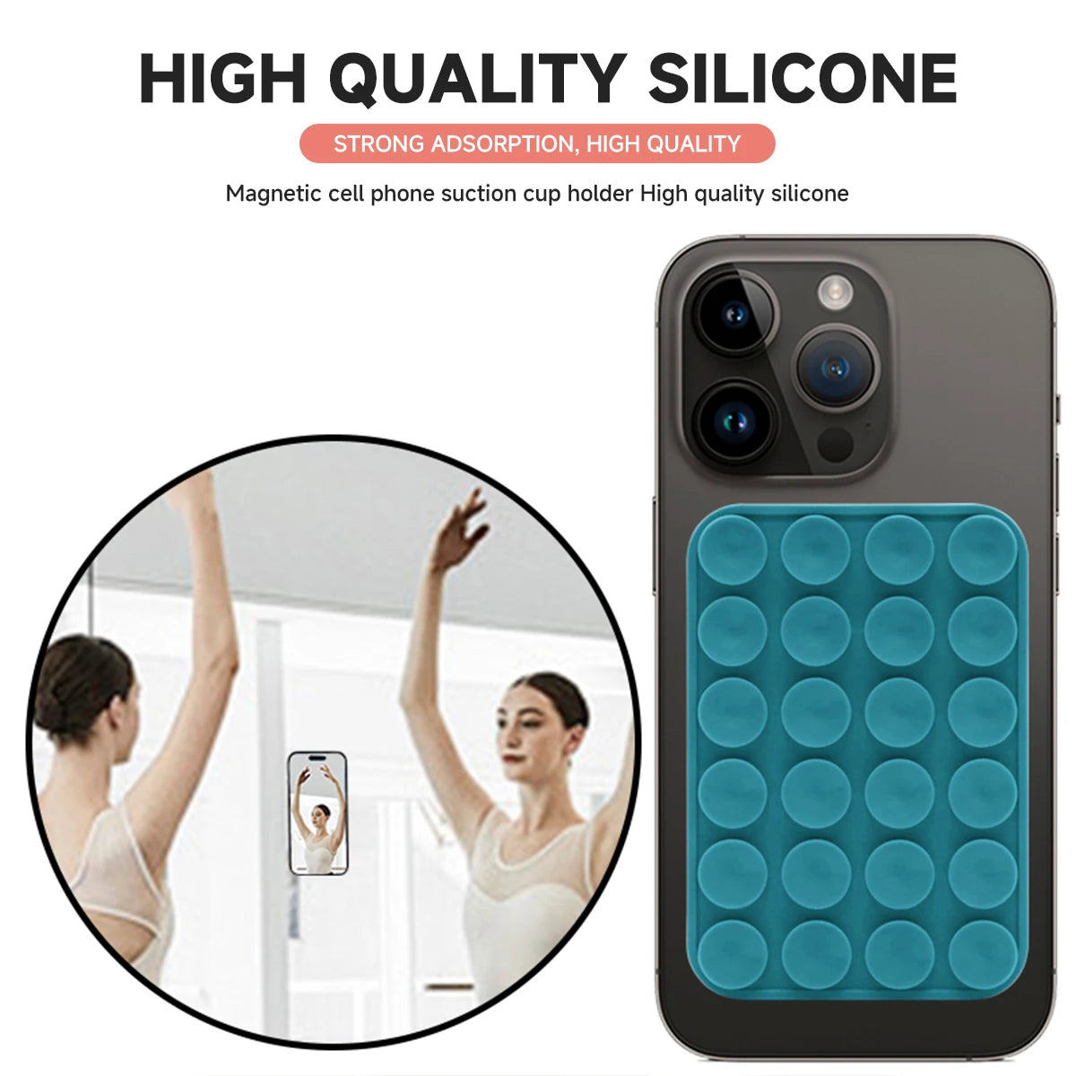 Silicone Suction Cup MagSafe Phone Holder for iPhone 12 13 14 15 16 17 Wall Mount