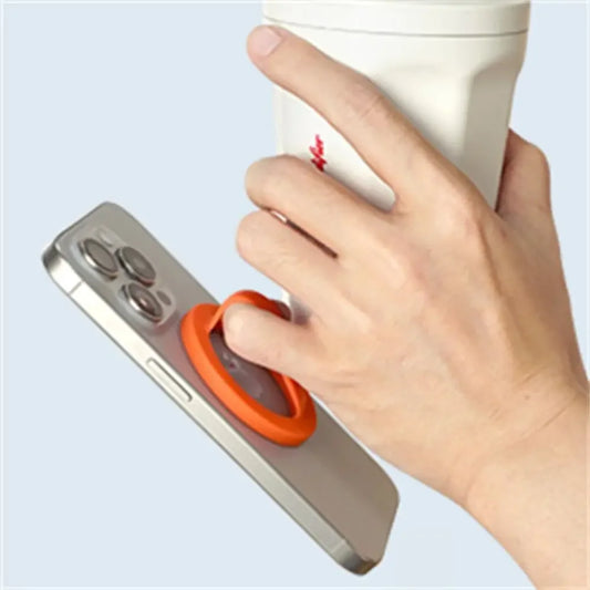 MagSafe Silicone Magnetic Finger Ring Holder with Metal Plate for Phone Grip