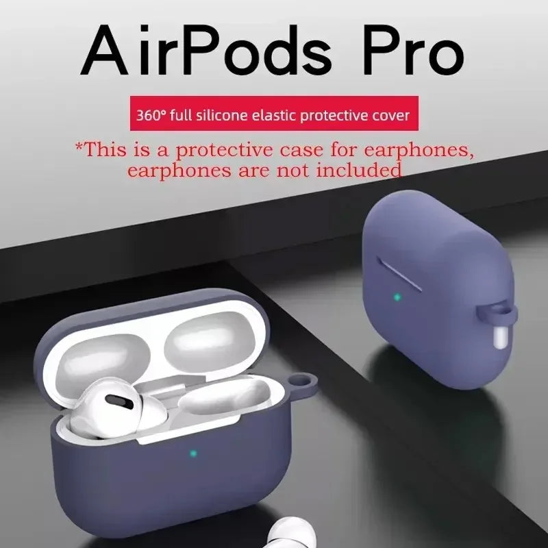 Solid Color Silicone Protective Case for AirPods Pro Soft Bluetooth Cover