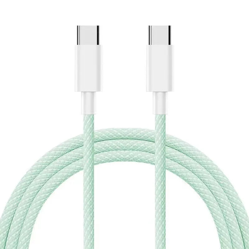 Dual Type-C PD60W Fast Charging Braided Cable for iPhone 15 Huawei Xiaomi