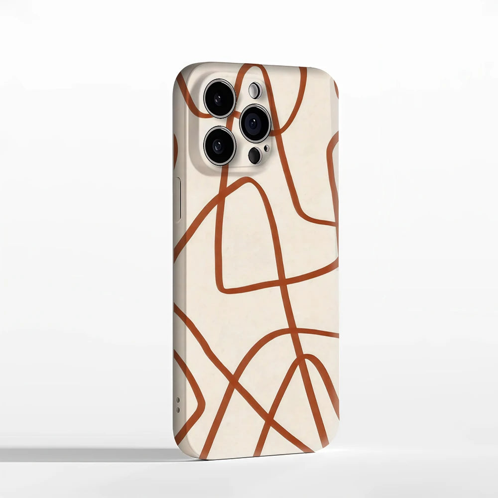 Rust Abstract Curves Case for iPhone 17 16 15 14 13 12 Pro Max Plus