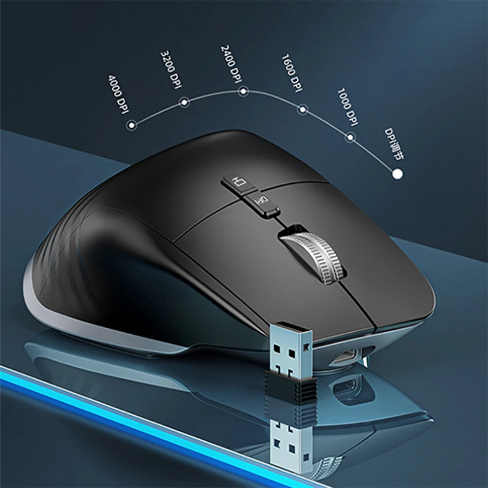 Multi-Device Bluetooth 5.0/3.0 + 2.4G Wireless Mouse Ergonomic Portable