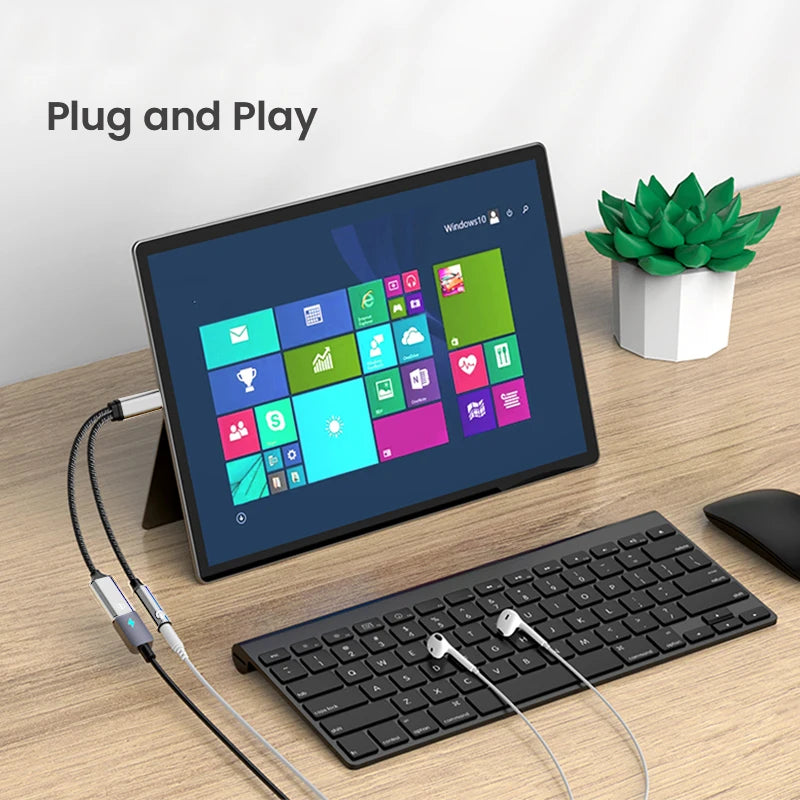 2-in-1 Type-C to 3.5mm Audio Adapter PD 60W Fast Charging Cable for iPhone