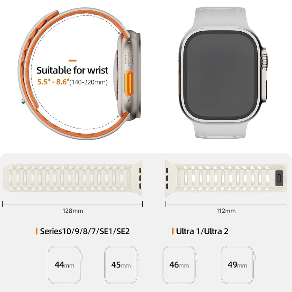 Magnetic Silicone Strap for Apple Watch Ultra 2 & Series 10–7 SE 42–49mm Band