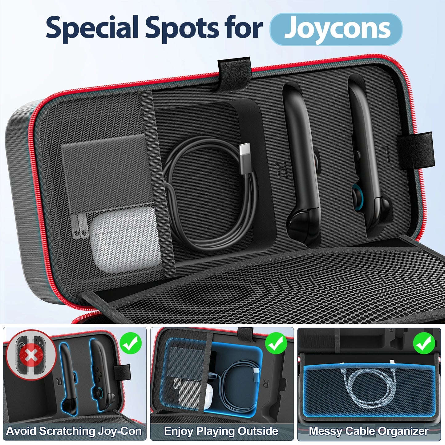 For Switch 2 & Switch Original & Switch OLED Large Storage Bag Anti-Scratch Waterproof Travel Carrying Case for Nintendo Switch