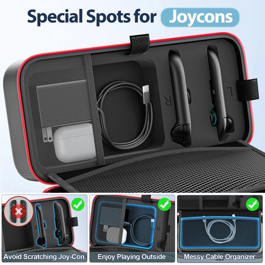 For Switch 2 & Switch Original & Switch OLED Large Storage Bag Anti-Scratch Waterproof Travel Carrying Case for Nintendo Switch