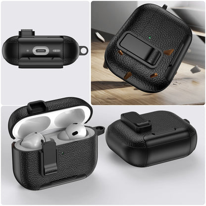 AirPods Pro 3 (2025) Leather Case – Secure Lock Bracket Protective Cover